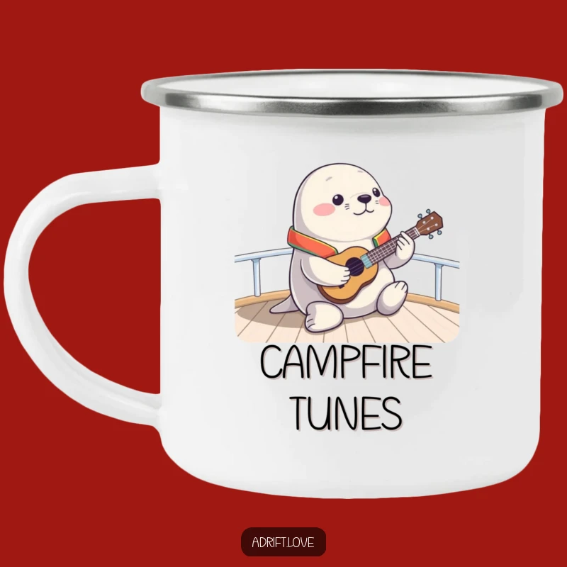 Funny Seal Ukulele Camping Mug: Aloha Adventure Humor