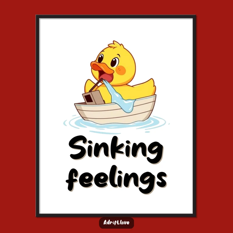 Funny Rubber Duck Sinking Boat Digital Art: Hilarious Nautical Decor
