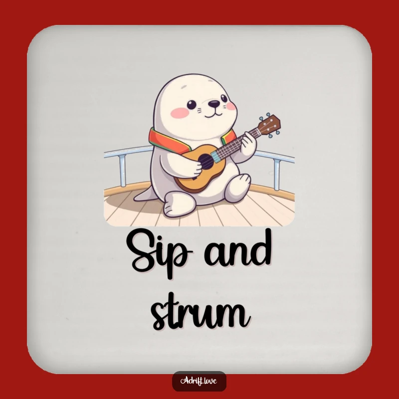 Funny Seal Ukulele Coaster: Protect Surfaces with Coastal Humor