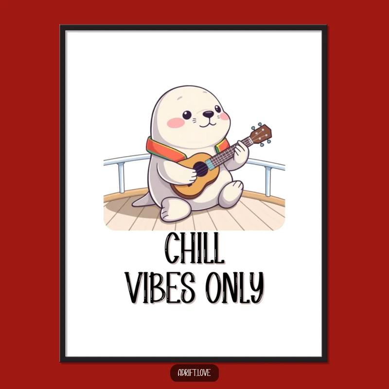 Funny Seal Ukulele Poster: Hilarious Marine Wall Art