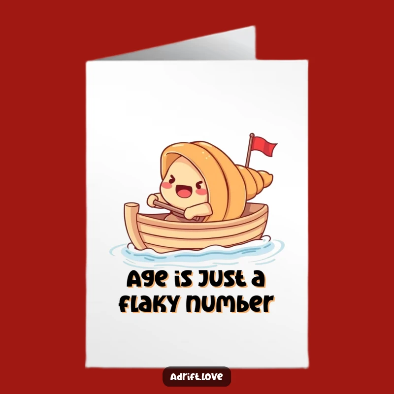 Funny Free Printable Birthday Card: Croissant Rowing Boat - Hilarious Pastry Downloadable Gift