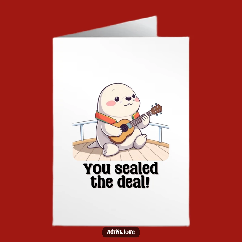 Free Printable Congrats Card: Ukulele Seal - Celebratory Nautical Downloadable