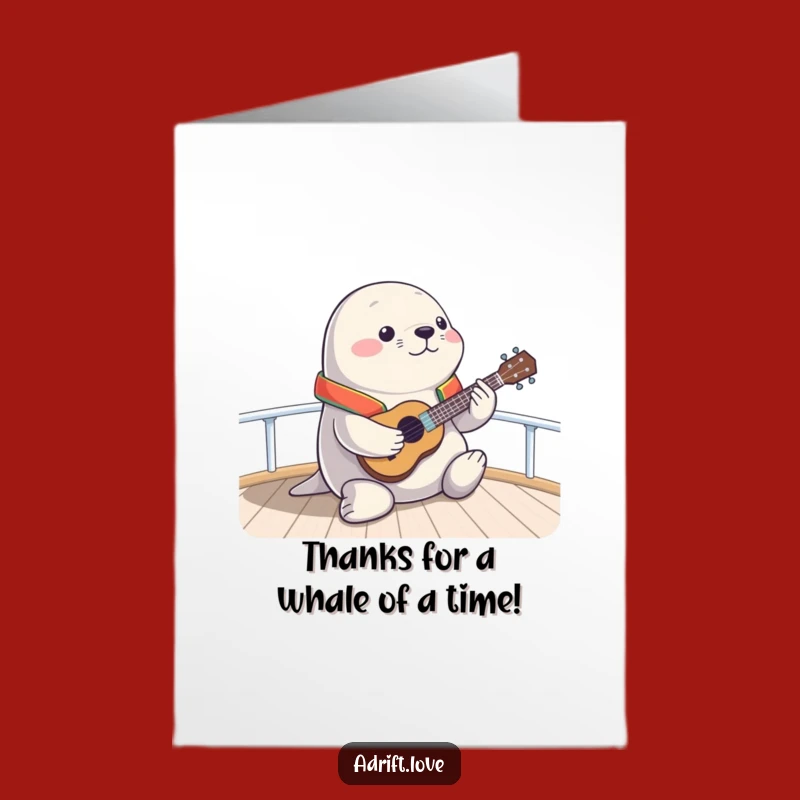 Funny Free Printable Thank You Card: Ukulele Seal - Musical Gratitude Downloadable
